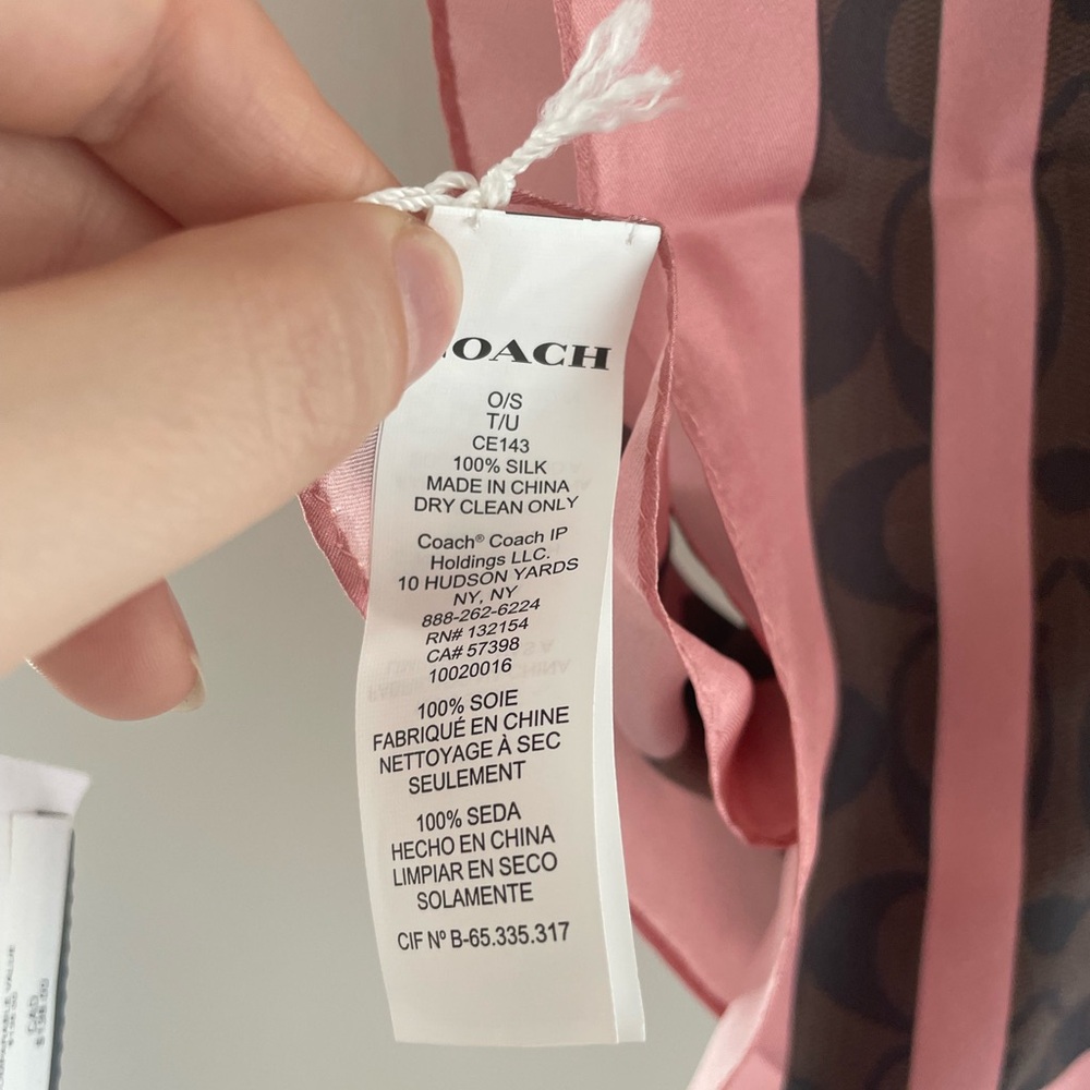 Coach Brown and Pink Signature Ski Patch Silk Scarf - Picture 6 of 8